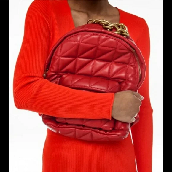 Zara Quilted backpack with Gold chain- New Zara Faux Leather Exterior Backpack Bags & Handbags for  main image 4